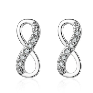 925 Sterling Silver Cute Small Half CZ Infinity Stud Earrings Girl Women Gift UK