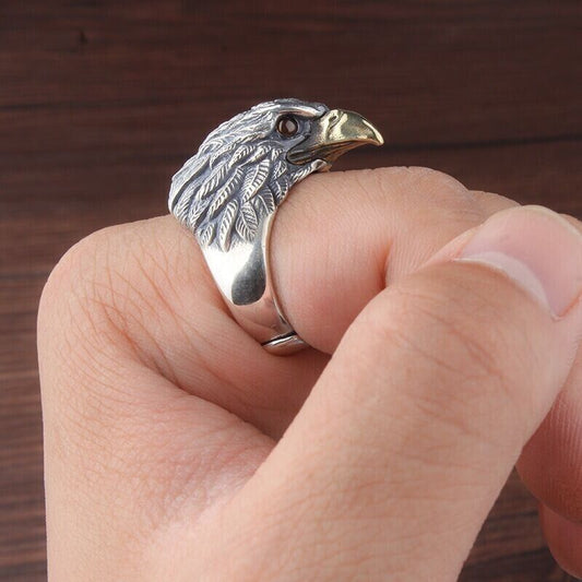 Vintage Eagle Adjustable Ring 925 Sterling Silver Women Mens Jewellery Gift UK