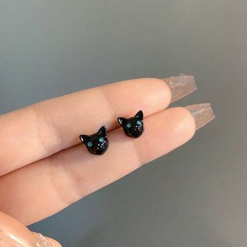 2023 Fashion Black Cat Funny Animal Ear Earrings Stud Women Party Jewelry Gift