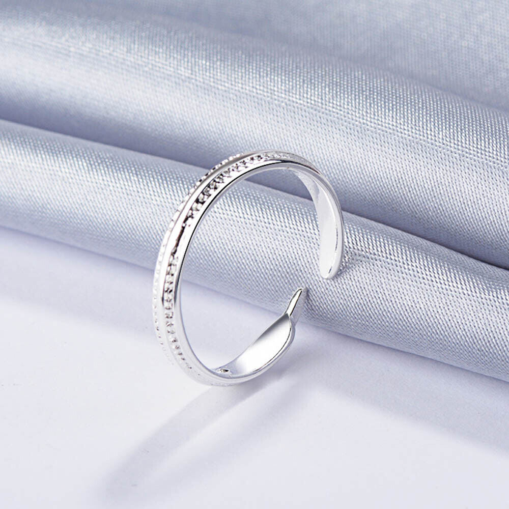 Adjust Finger Ring 925 Sterling Silver plated Feather Thumb Band Fashion Women