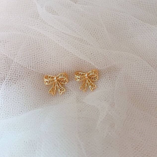 Rose Gold Bow Tie Stud Earrings 925 Sterling Silver Jewellery Women Girls Gift