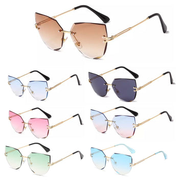 RIMLESS CAT COATING MEN SHADES LARGE OVERSIZED LADIES WOMEN SUNGLASSES