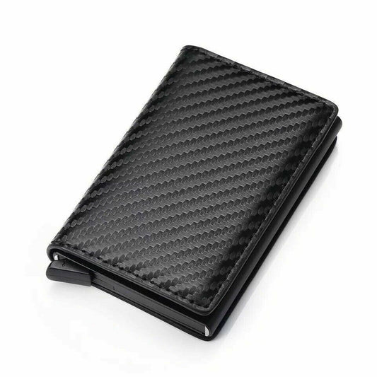 LEATHER CARBON FIBER Mens Wallet RFID Blocking Purse Slim ID Credit Card Holder