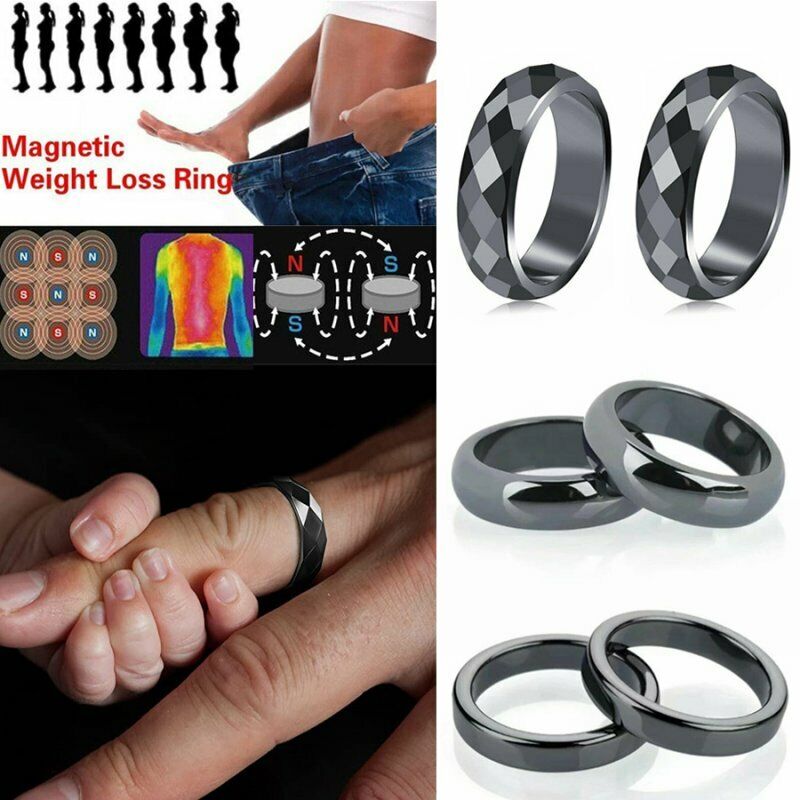 Black Hematite Ring Men Women Magnetic Weight Loss Pain Relief Energy Jewelry