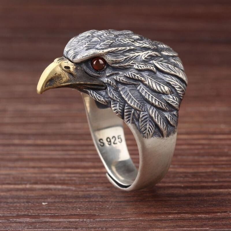 Vintage Eagle Adjustable Ring 925 Sterling Silver Women Mens Jewellery Gift UK