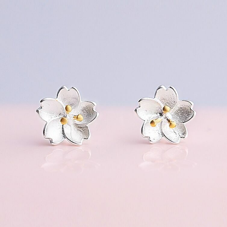 Womens Girls Beautiful Flower Stud Earrings 925 Sterling Silver Jewellery Gift