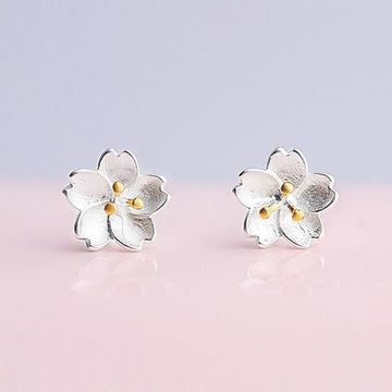 Womens Girls Beautiful Flower Stud Earrings 925 Sterling Silver Jewellery Gift