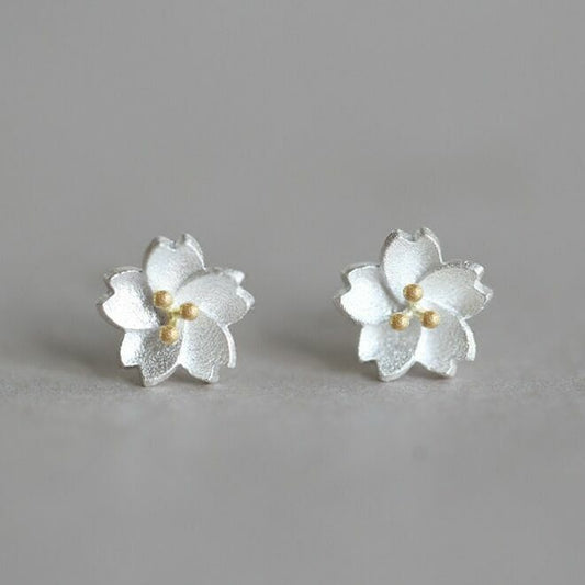 Womens Girls Beautiful Flower Stud Earrings 925 Sterling Silver Jewellery Gift