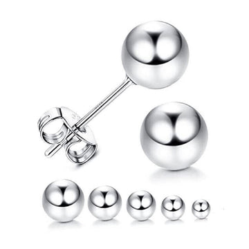 GENUINE 925 STERLING SILVER ROUND BALL STUD EARRINGS SOLID SILVER MENS WOMENS UK