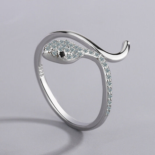 925 Sterling Silver Snake Open Adjustable Ring Womens Jewellery New Gift UK