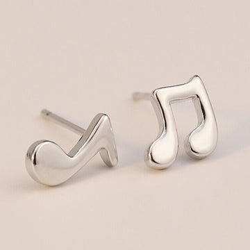 925 Sterling Silver Musical Note Stud Earrings Womens Girls Jewellery New UK