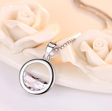 Circle Lake Pendant Chain Necklace 925 Sterling Silver Women's Jewellery Gift Uk