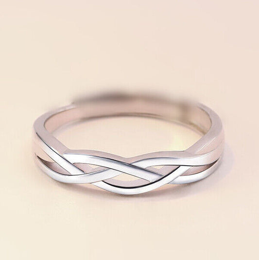 925 Sterling Silver Twisted CZ Stone Adjustable Ring Womens Jewellery New UK