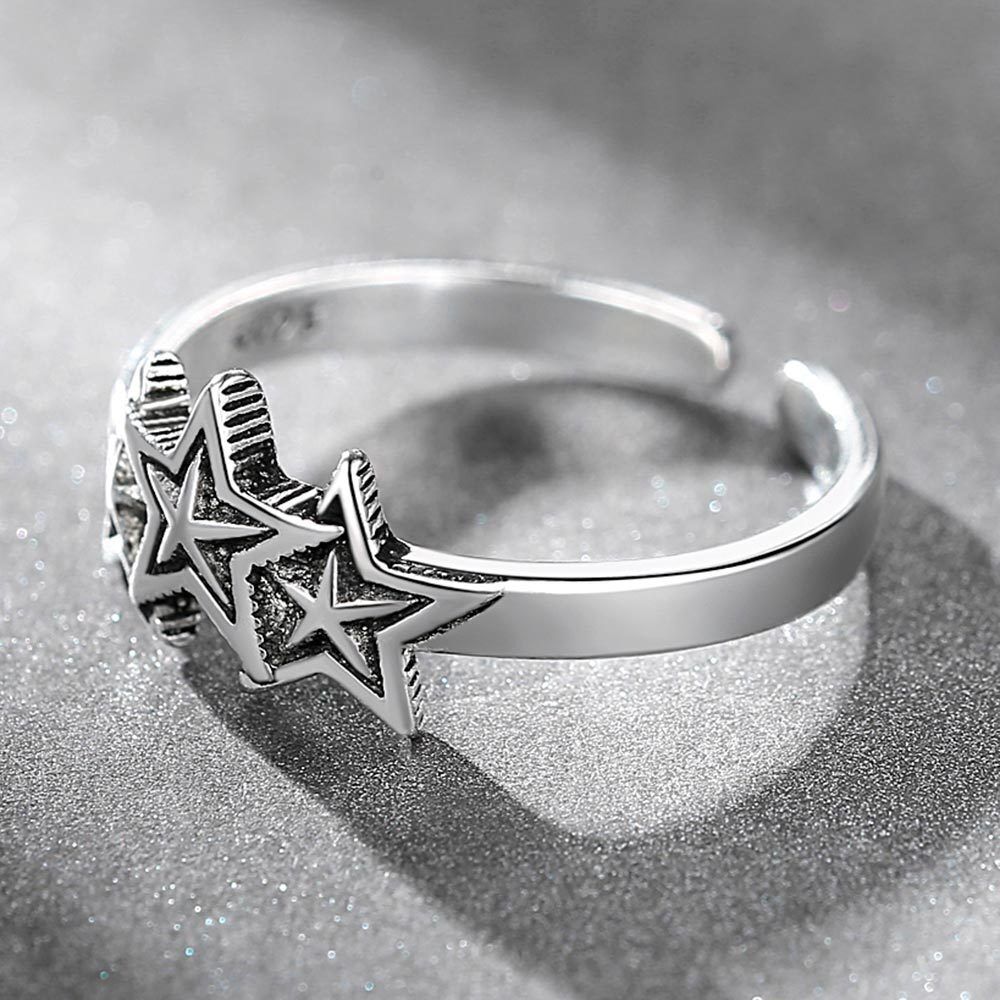 Vintage Star Adjustable Ring 925 Sterling Silver Women Girls Jewellery Gift