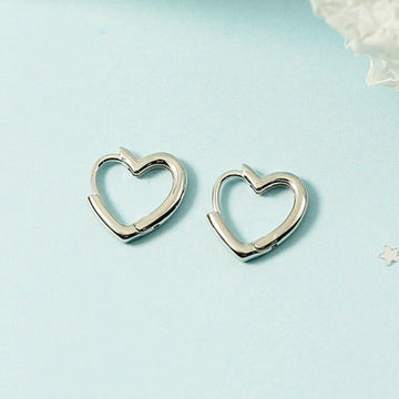 Shiny 925 Sterling Silver Love Heart Hoop Circle Huggie Earrings Women Girl Gift