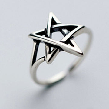 925 Sterling Silver Celtic Star Vintage Adjustable Ring Womens Jewellery