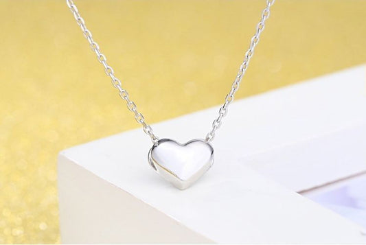 Heart Charm Pendant Chain Necklace 925 Sterling Silver Women Girl Jewellery Gift