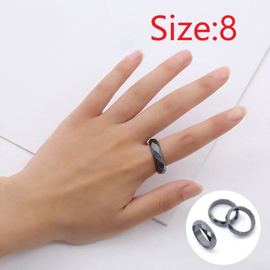 Black Hematite Ring Men Women Magnetic Weight Loss Pain Relief Energy Jewelry