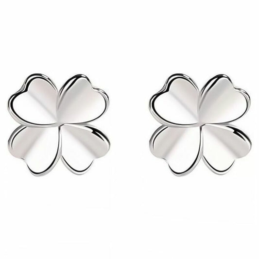 925 Sterling Silver Love Clover Stud Earrings Womens Girls Jewellery Gift