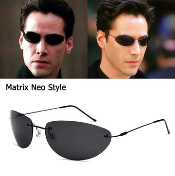 The Matrix Neo Style Polarized Fashion Cool Sunglasses Ultralight Rimless Men