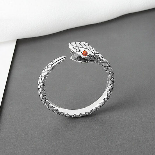 Vintage Snake Shape Adjustable Ring 925 Sterling Silver Women Jewellery UK