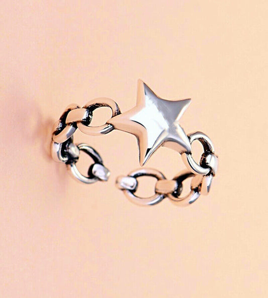 Retro Five Star Adjustable Ring 925 Sterling Silver Plt Womens Jewellery Gift UK