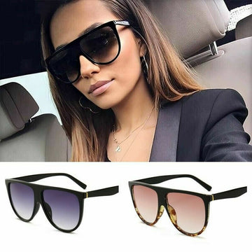 Oversized Black Flat Top Large Shield Fashion Sunglasses Women Ladies UV400 New