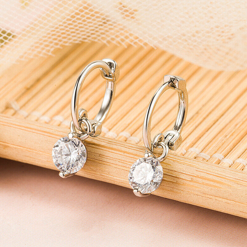 925 Sterling Silver Crystal Drop Dangle Stud Earrings Womens Girls Gifts