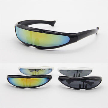 Mens Cyclops Sunglasses Futuristic Men Mirror Narrow Lens Laser Visor Flat Glass