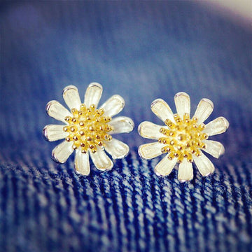 925 Sterling Silver Sun Flower Stud Earrings Jewellery Women Girls Gift UK