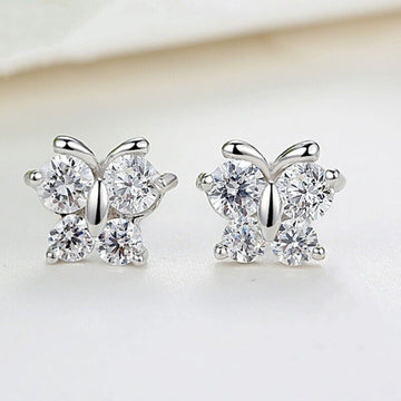 925 Sterling Silver Butterfly Stud Earrings Womens Girls Jewellery Xmas New