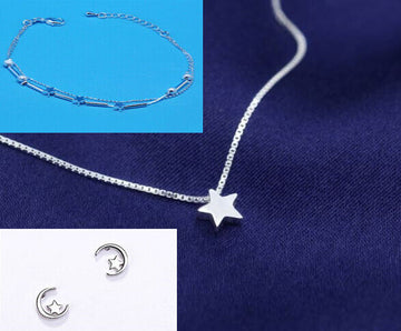 Stunning Star Pendant 925 Sterling Silver Necklace Chain Womens Jewellery Gift