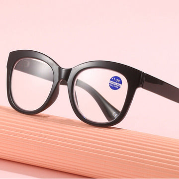 Spring Hinge Fashion Big Square Anti Blue Light Reading Glasses Women Presbyopic