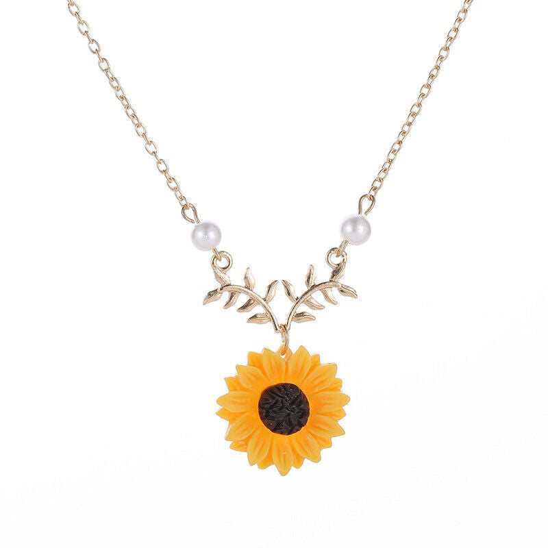 Unisex You Are My Sunshine Sunflower Pendant Chain Necklace Jewelry Gifts