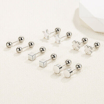 925 Sterling Silver Star Bead Charm Stud Earrings Womens Girls Jewellery New UK