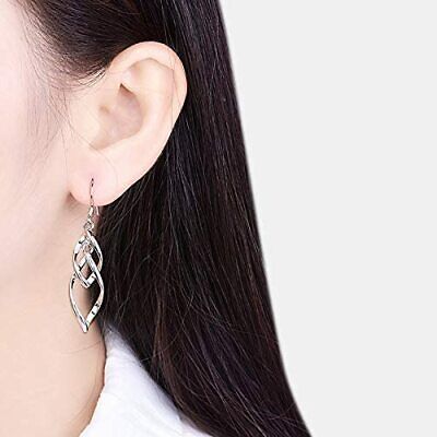 925 Drop/Dangle Hook Earrings Sterling Silver Double Twist Women Gift Women