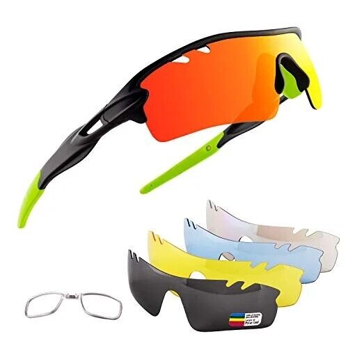 SPORTS CYCLING RUNNING SUNGLASSES FOR MEN & WOMEN WITH 5 INTERCHANGEABLE LENSES