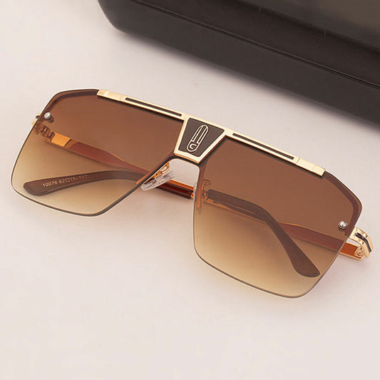 Oversized Square Pilot Sunglasses Metal Bar Mens Designer Fashion UV400 Glasses