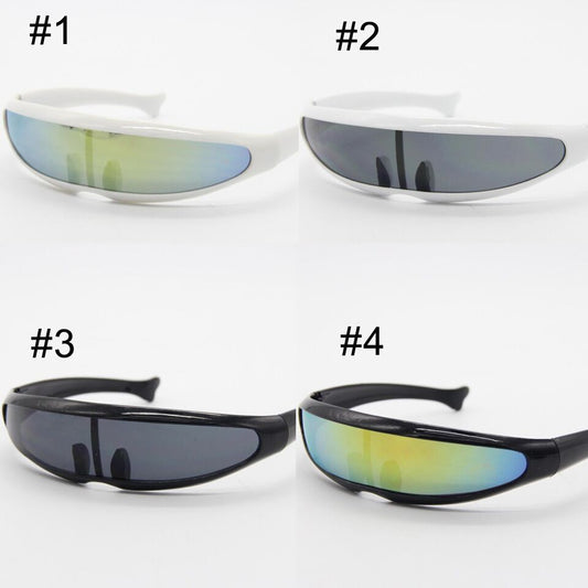 Mens Cyclops Sunglasses Futuristic Men Mirror Narrow Lens Laser Visor Flat Glass