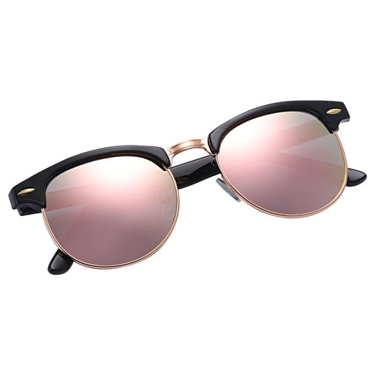 Classic Rose Gold Mirrored Sunglasses Cat Eye Gold Frame Women UV400