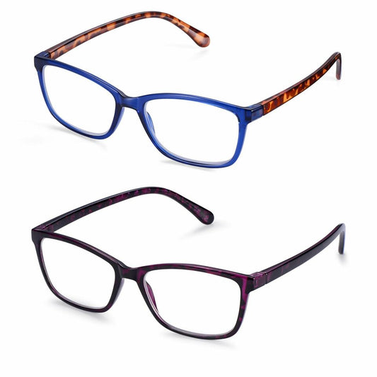 Twin Pack Reading Glasses, Fashion Readers, 2 Colours, Magnifying +1.0 to +3.5