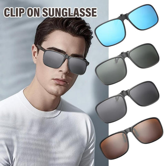 NEW Clip On Sunglasse Flip up Glasses Polarized Photochromic UV Sunglasses