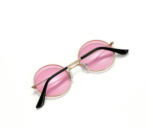 Pink Lens Sunglasses Round Lennon Teashades Circle Mens Womens Shades UV400