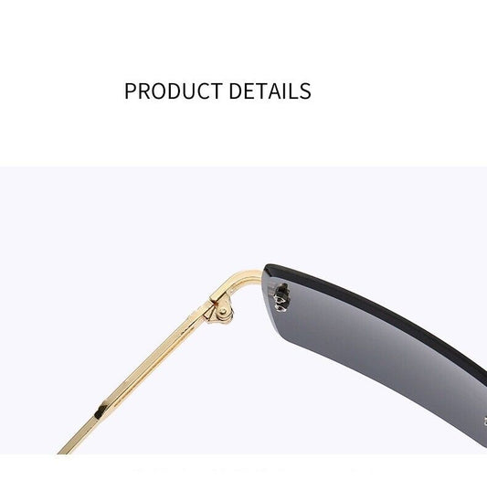 Womens Oversized Flat Lens Rimless Square Sunglasses Glasses