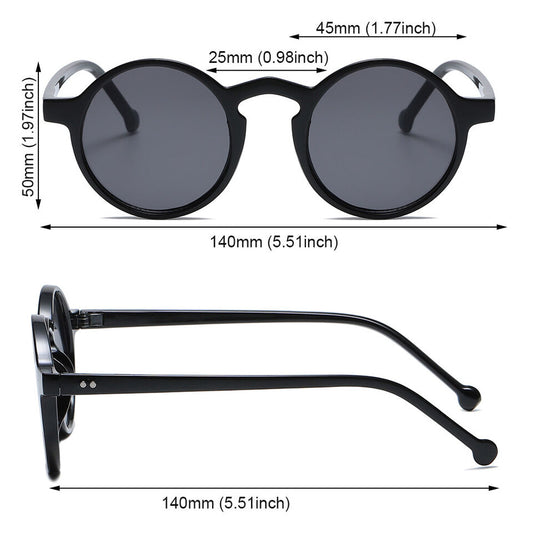 Black Glasses Vintage Sun Glasses Round Sunglasses for Women Eyewear