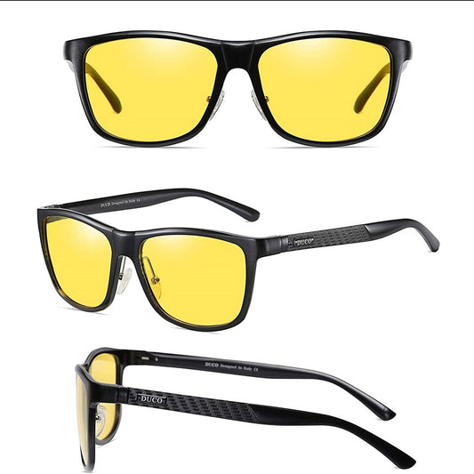 Men Polarised Metal Frame Night Driving Glasses Anti Glare Yellow 57 16 138