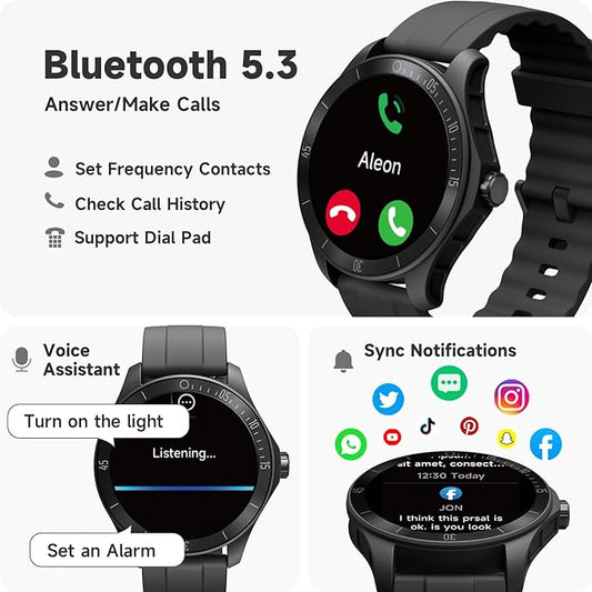 Smart Watch for Men Alexa Built-in, 44mm Fitness Tracker with Answer/Make Calls, IP68 Waterproof/Heart Rate/Blood Oxygen/Sleep Tracker/100 Sports, Fitness Watch Compatible Android iOS