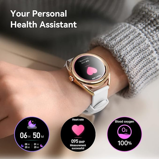 Smart Watch for Women, 1.09'' Fashion Ladies Smartwatch with Heart Rate Sleep Monitor Calories Step Counter, IP68 Waterproof Fitness Watch for Android iOS Phones