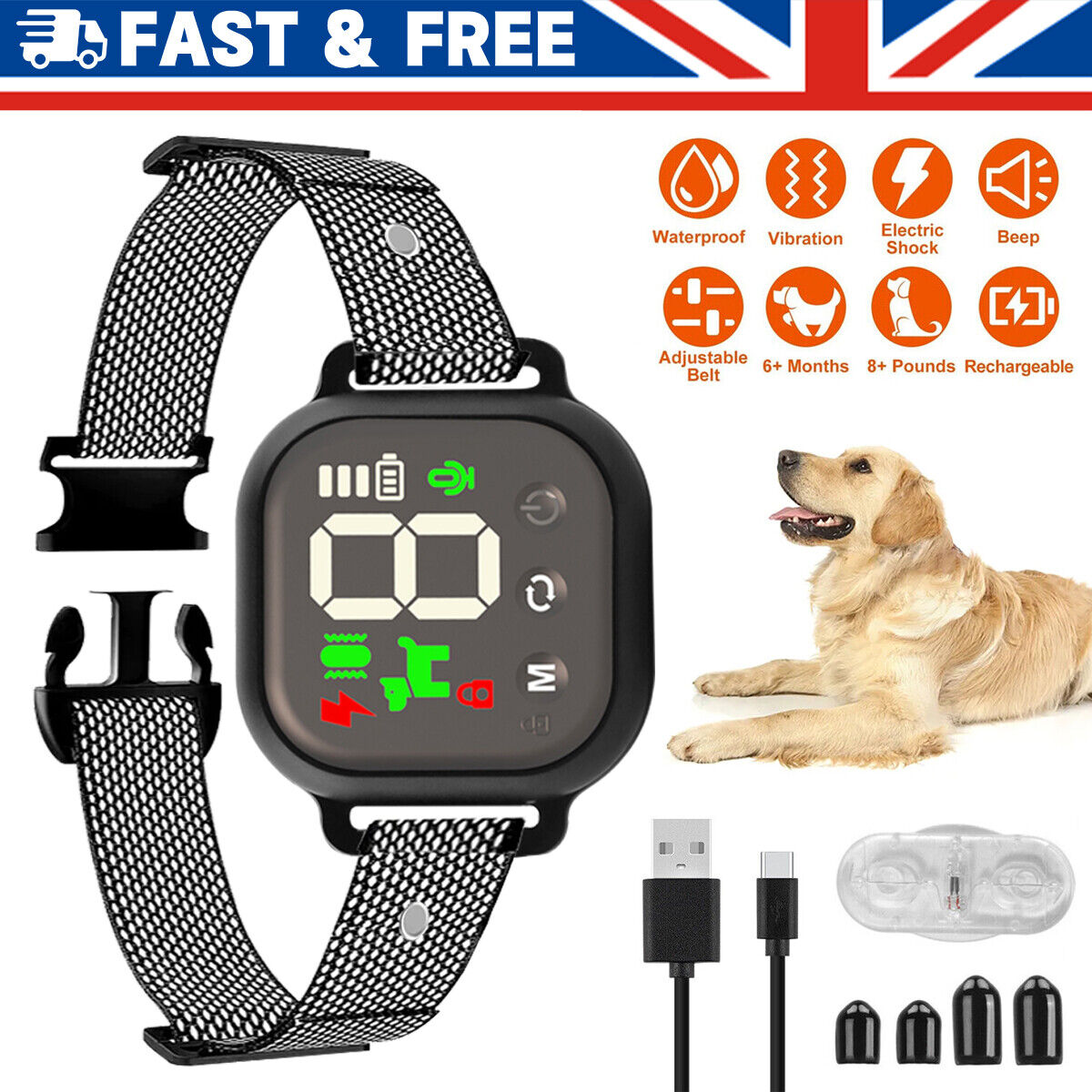 Anti Bark Electric Shock Dog Automative Stop Barking Pet Training Collar Control