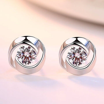 925 Sterling Silver Swirl Crystal Stone Stud Earrings Womens Girls Jewellery New